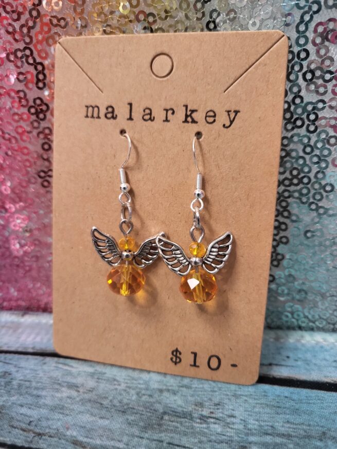 yellow / orange angel earrings