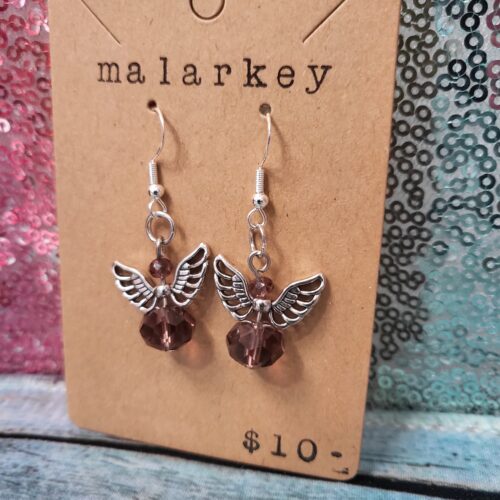purplish angel earrings