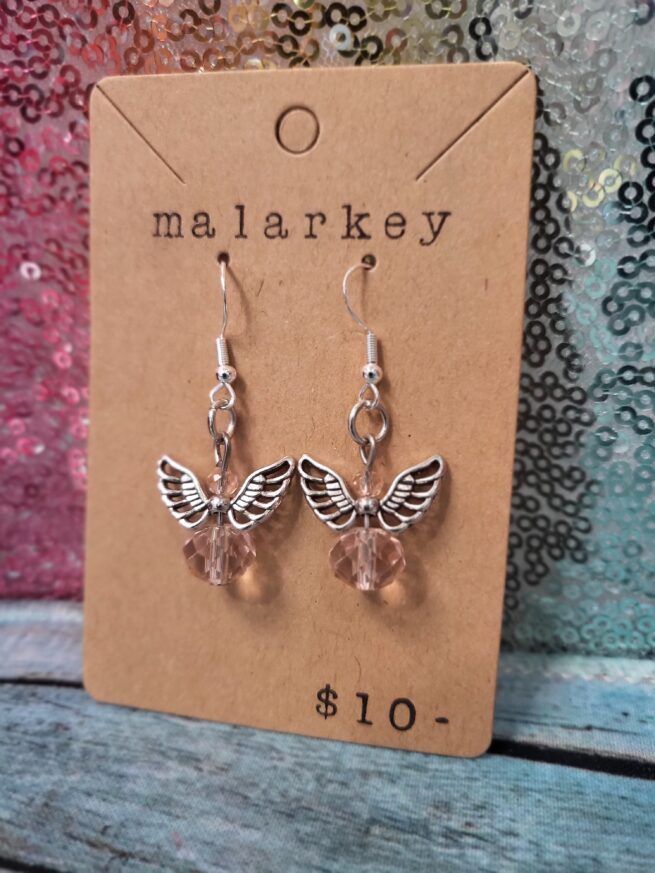 light pink angel earrings