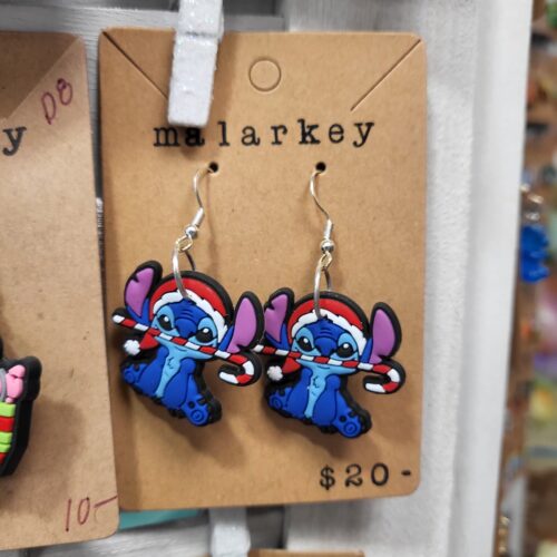 stitch with candy cane earrings