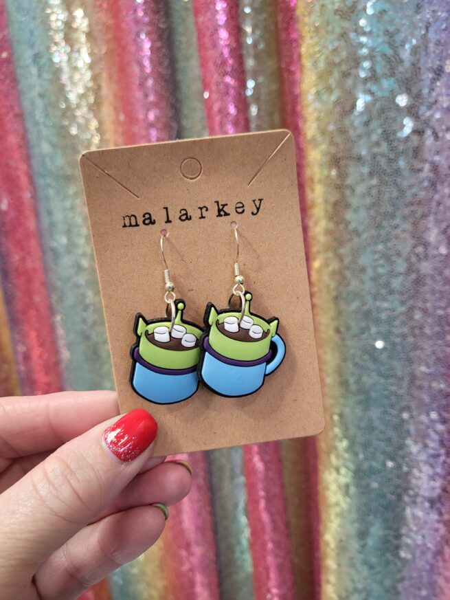 toy store hot cocoa earrings