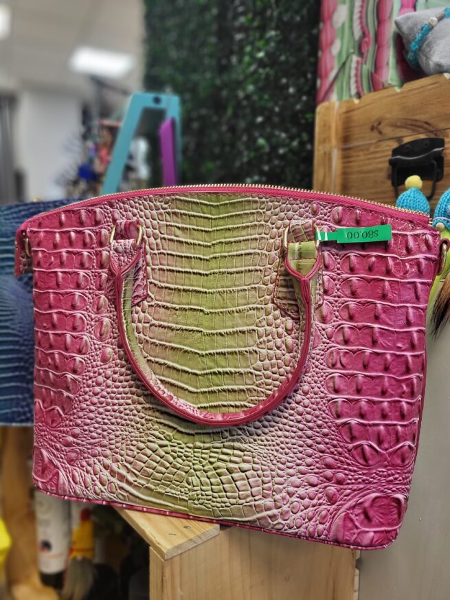 Crocodile Pattern Handbag Shoulder BAG - pink & green