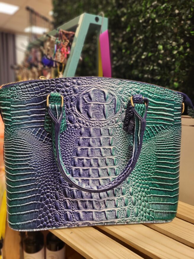 Crocodile Pattern Handbag Shoulder BAG - purple & green
