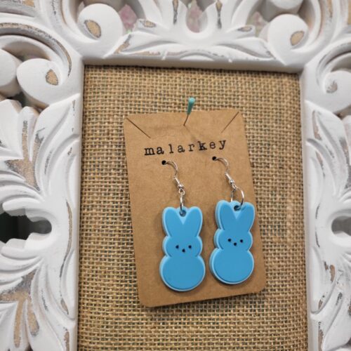 peep earrings - blue