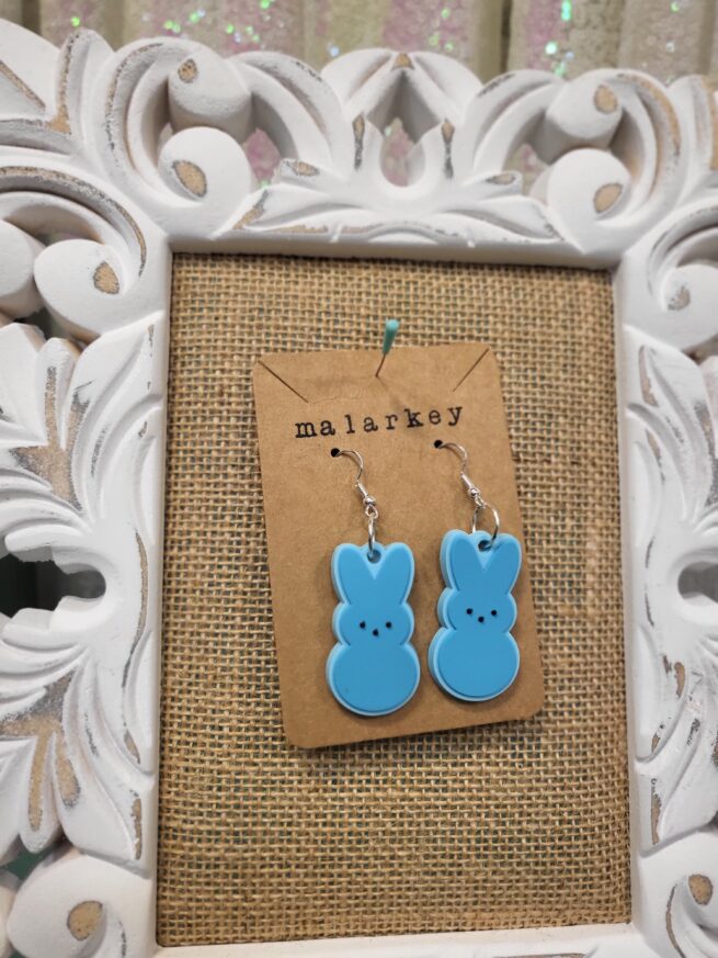 peep earrings - blue