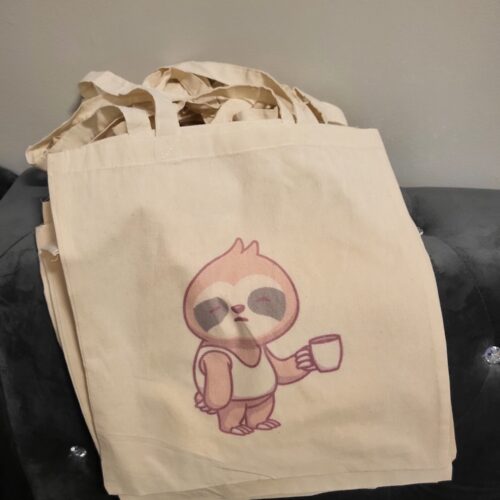 sloth coffee tote bag