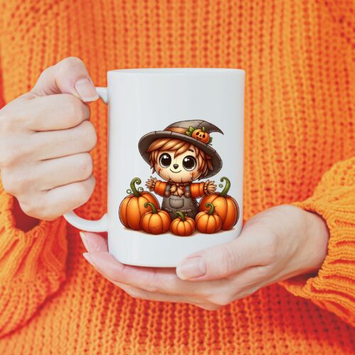 pumpkin scarecrow cute halloween mug