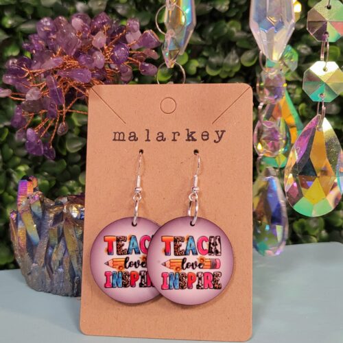 teach love inspire earrings - malarkey originals