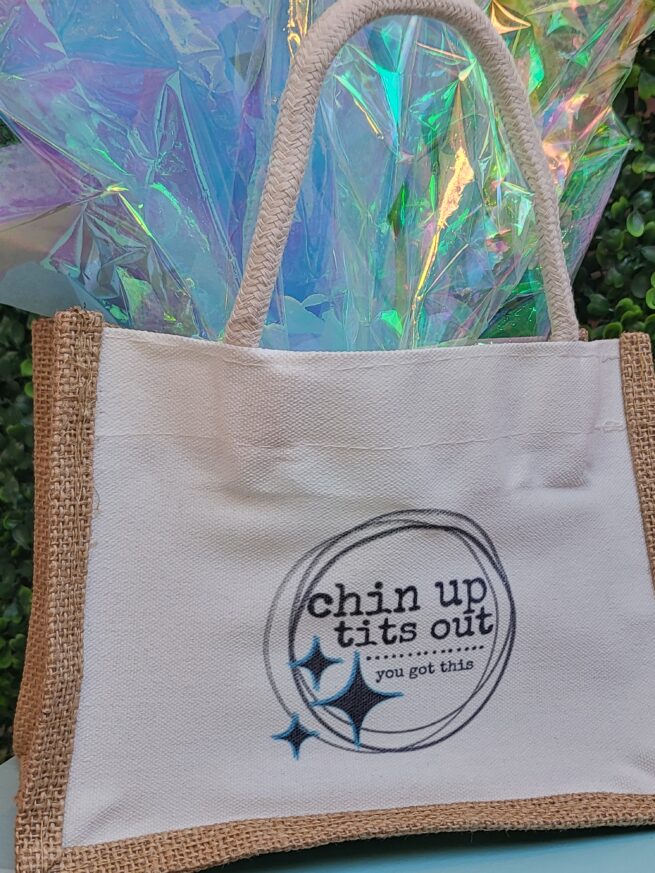 chin up tits out mini tote bag