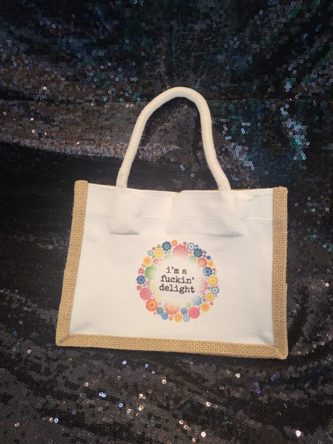 i am a fuckin' delight mini tote bag