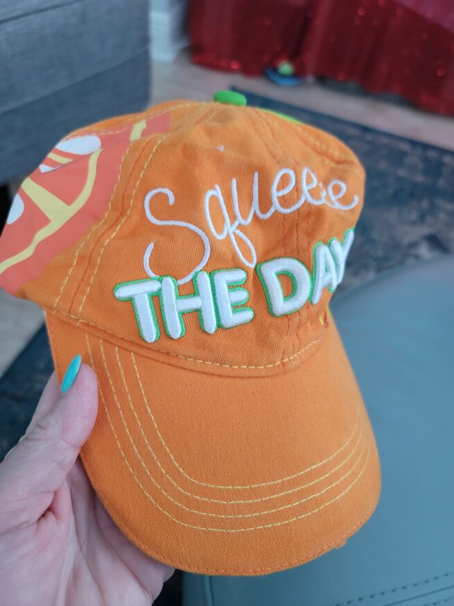 orange bird squeeze the day hat - thrift - used 1 time - Image 2