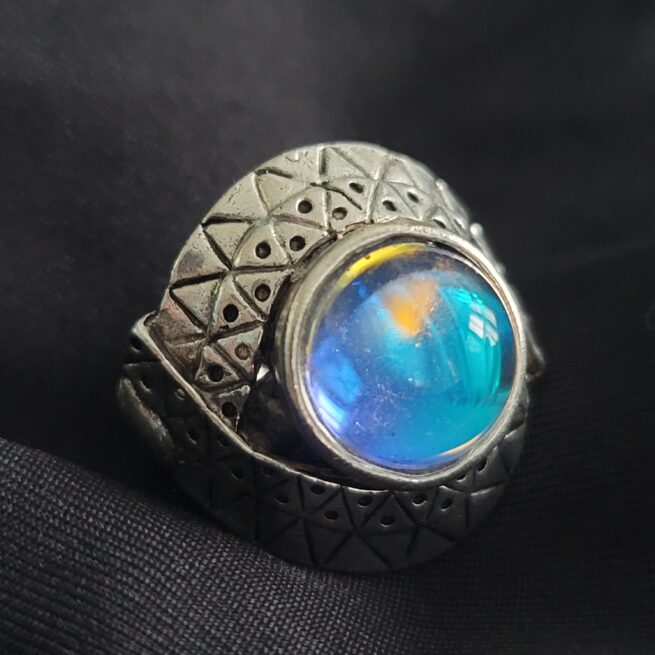 Fairy Ring 7... adjustable mixed metal glass stone