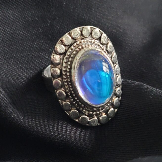 Fairy Ring 2... adjustable mixed metal glass stone