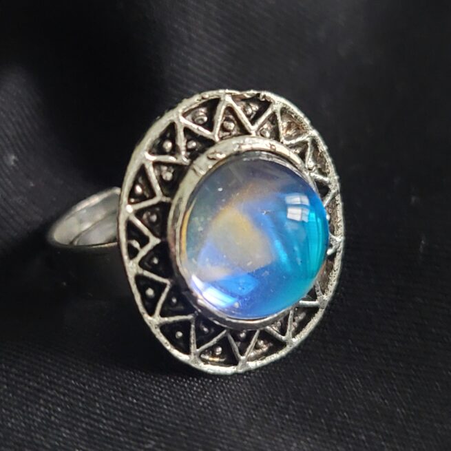 Fairy Ring 4... adjustable mixed metal glass stone