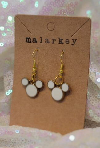 mouse dangle earrings - white