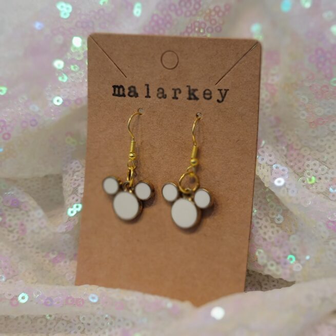 mouse dangle earrings - white