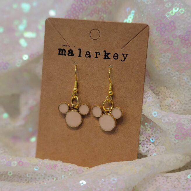 mouse dangle earrings - pale pink