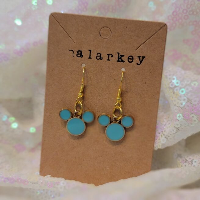 mouse dangle earrings - teal