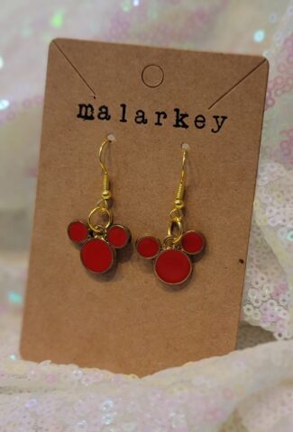 mouse dangle earrings - red