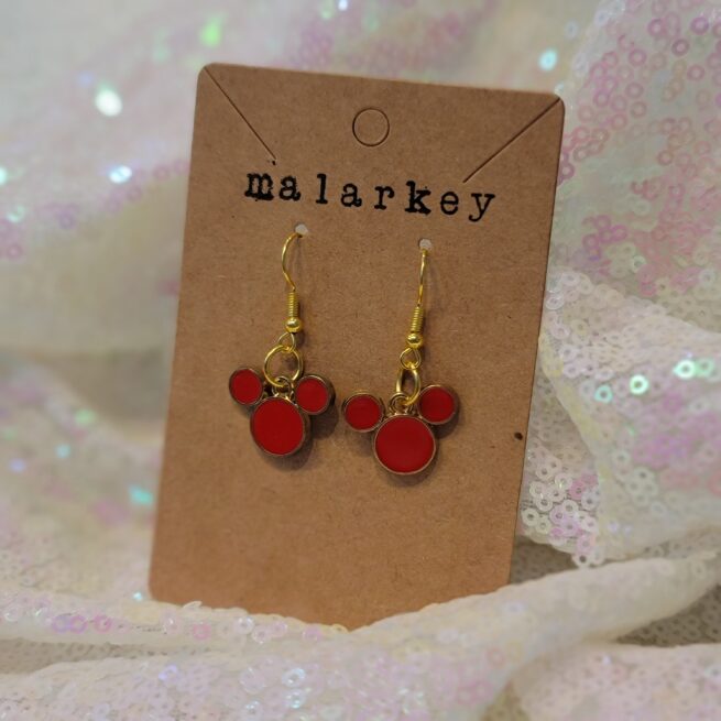 mouse dangle earrings - red
