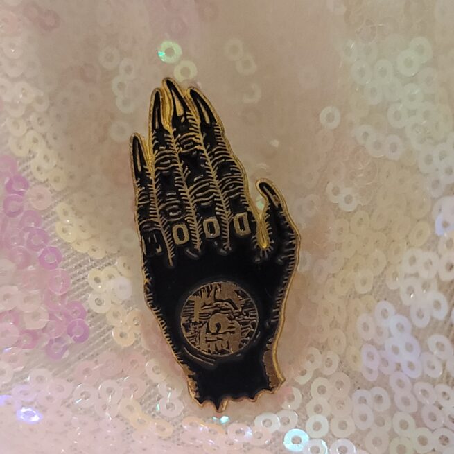 gothic hand tattoo pin