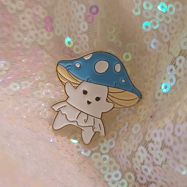 blue mushroom pin
