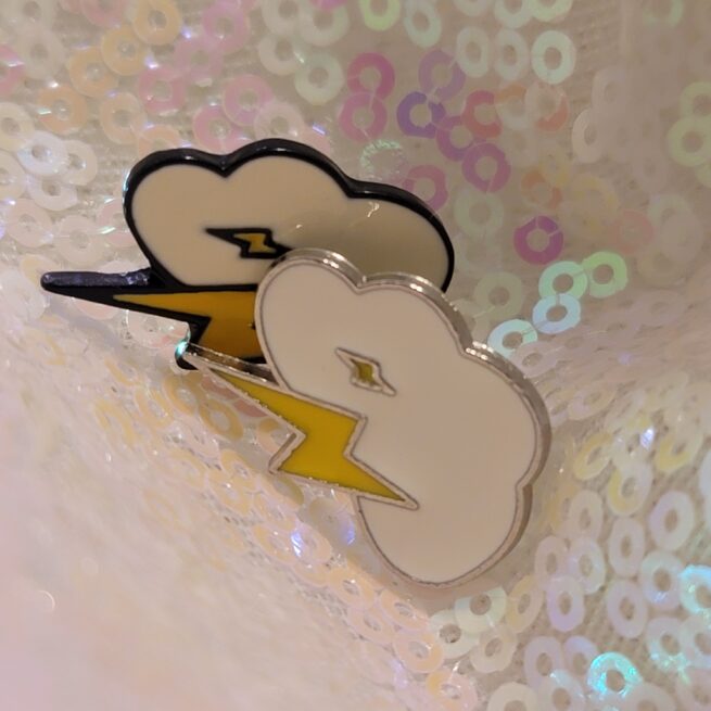 cloud and lightening pins - 3 of them