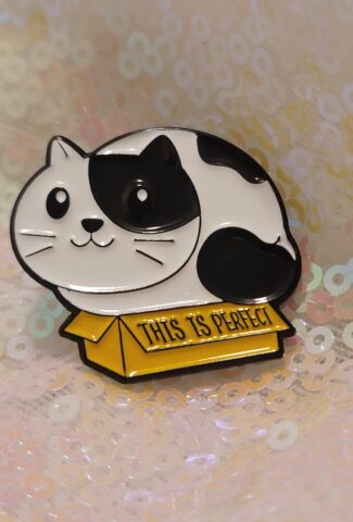 this is perfect - fat cat in a box pin