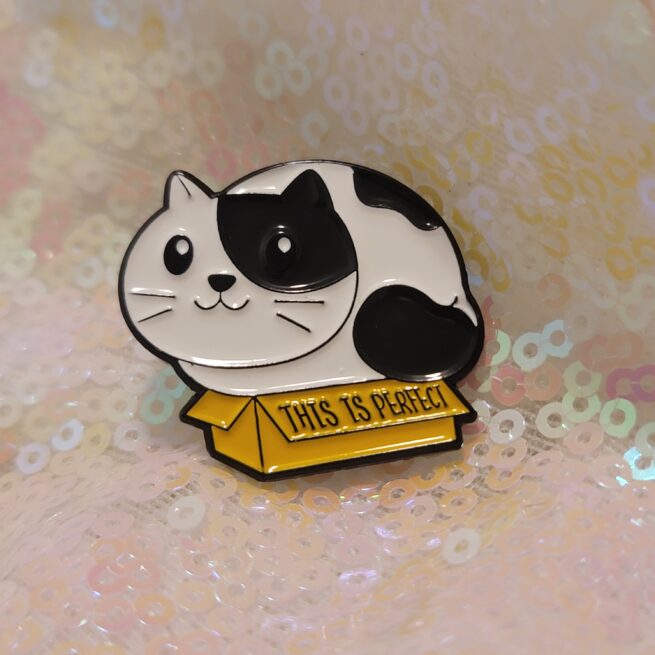 this is perfect - fat cat in a box pin
