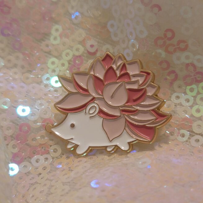 pink flower animal pin