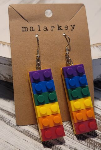 rainbow lego earrings