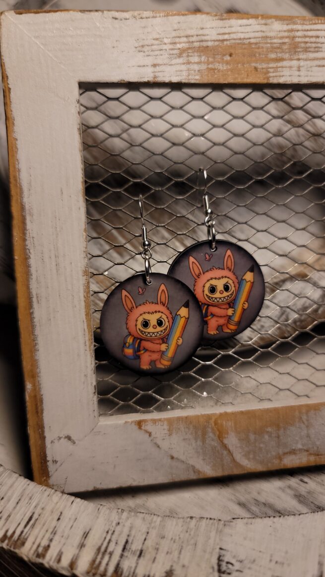 labubu teacher dangle earrings