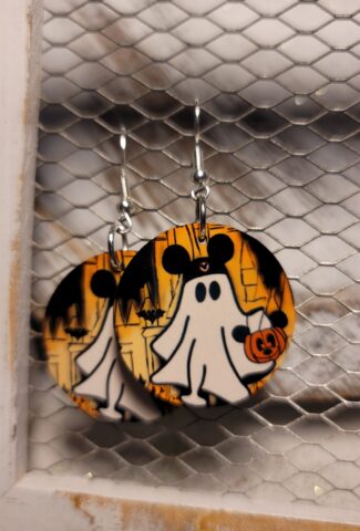 ghost with ears and bucket dangle earrings